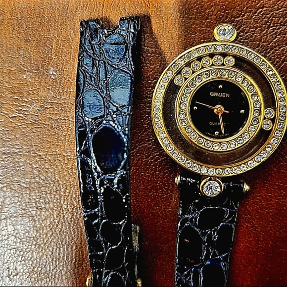 gruen Accessories - Vintage Watches Lot; Gruen Wristwatch With Strap and Jalga Rhinestone Watch Face